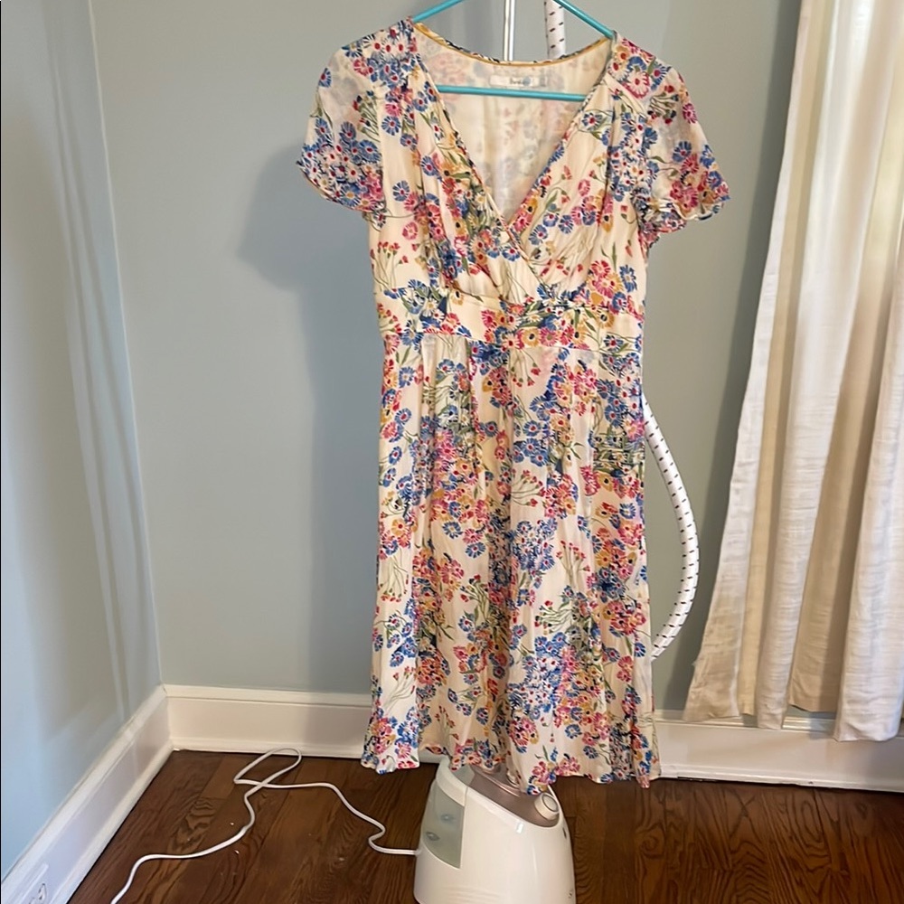 Boden Cream Floral Midi Dress